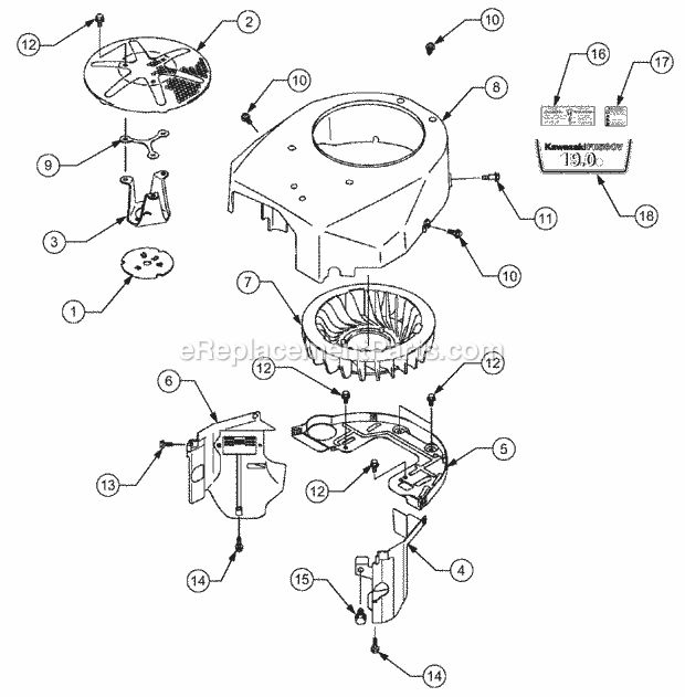 Cooling Diagram and Parts List for 1529 13A-261H100 Cub Cadet Lawn Tractor